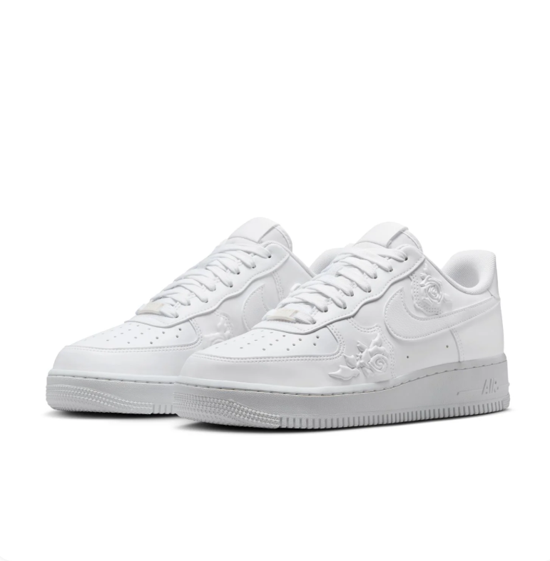 Nike Air Force 1 Low White Floral Rose Embossed