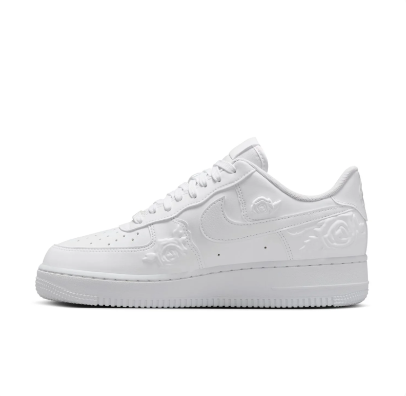 Nike Air Force 1 Low White Floral Rose Embossed