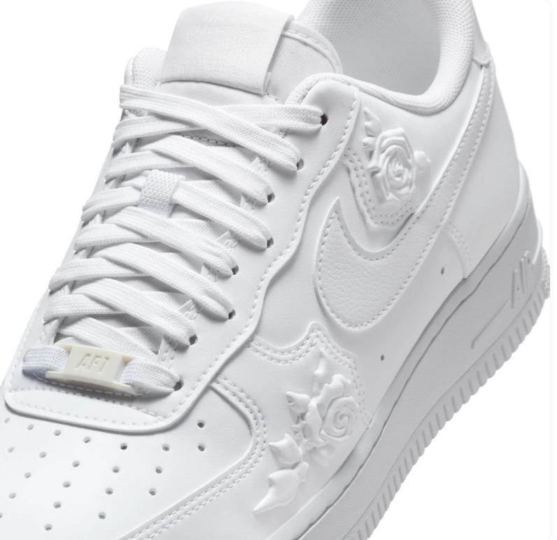 Nike Air Force 1 Low White Floral Rose Embossed