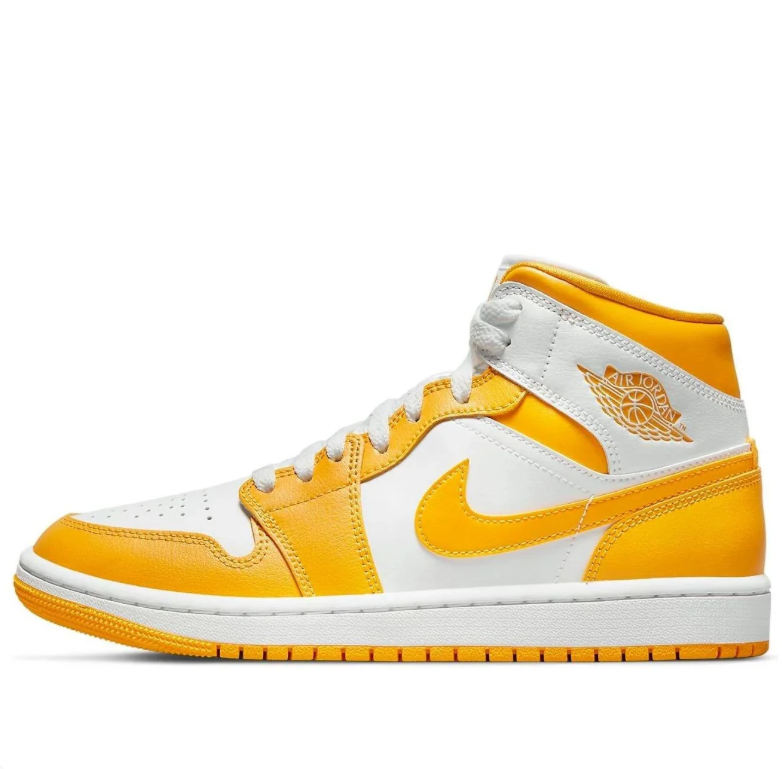 Air Jordan 1 Mid White University Gold Yellow