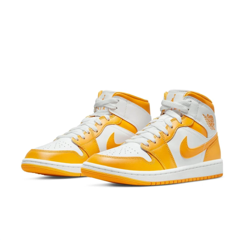 Air Jordan 1 Mid White University Gold Yellow