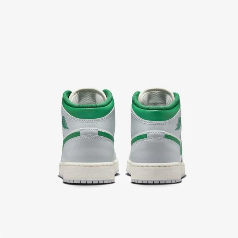 Air Jordan 1 Mid White Grey Lucky Green