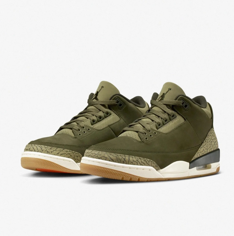 Air Jordan 3 Retro Olive Elephant Print Gum