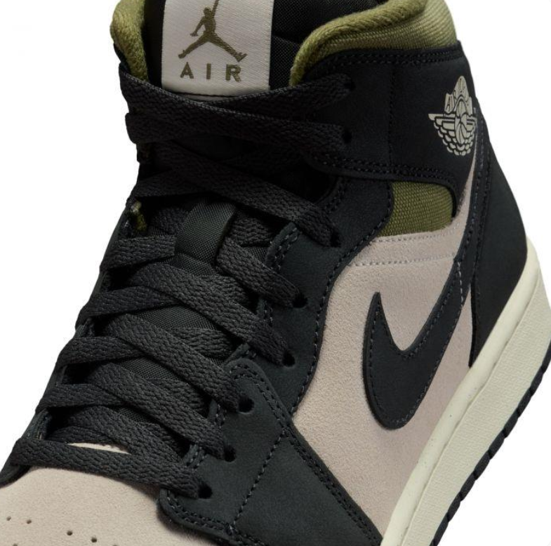 Air Jordan 1 Mid Black Sand Olive