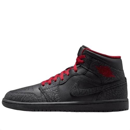 Air Jordan 1 Mid Black Elephant Print Red
