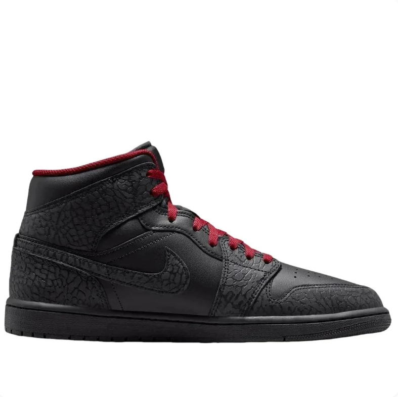 Air Jordan 1 Mid Black Elephant Print Red