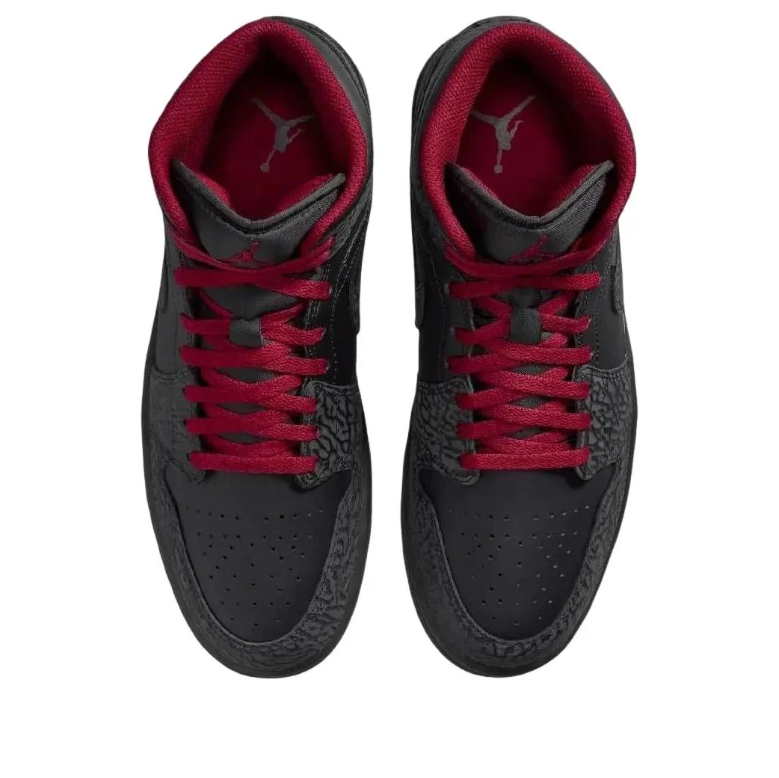 Air Jordan 1 Mid Black Elephant Print Red