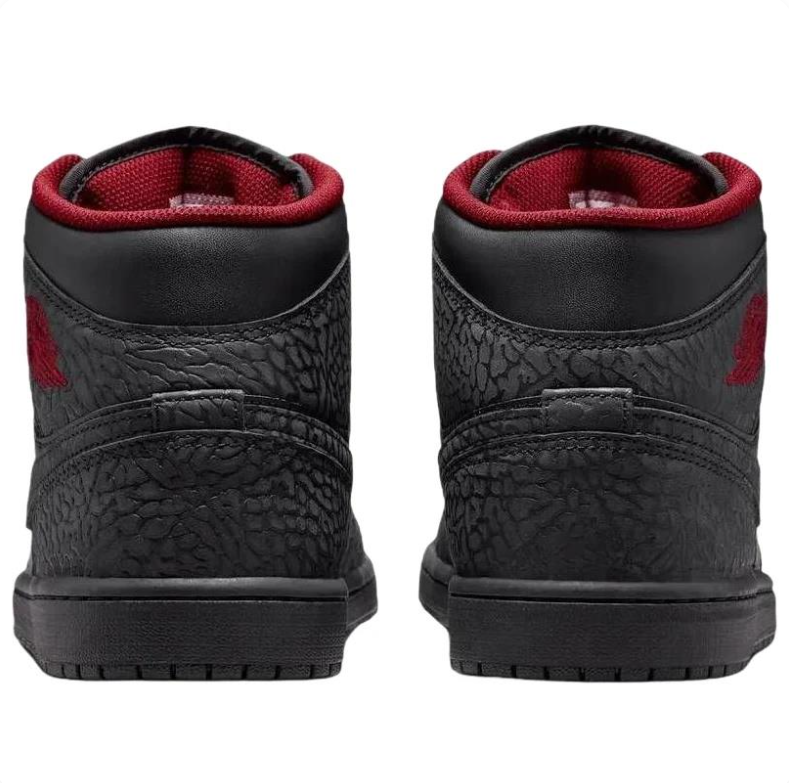Air Jordan 1 Mid Black Elephant Print Red