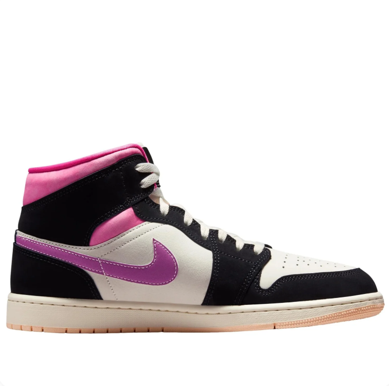 Air Jordan 1 Mid Black Fuchsia Purple Gum