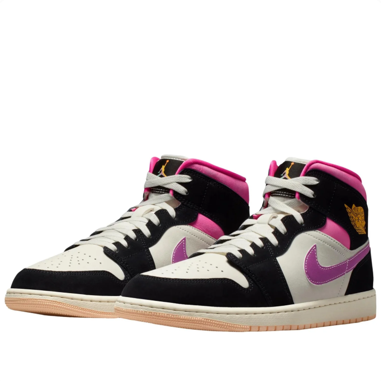 Air Jordan 1 Mid Black Fuchsia Purple Gum