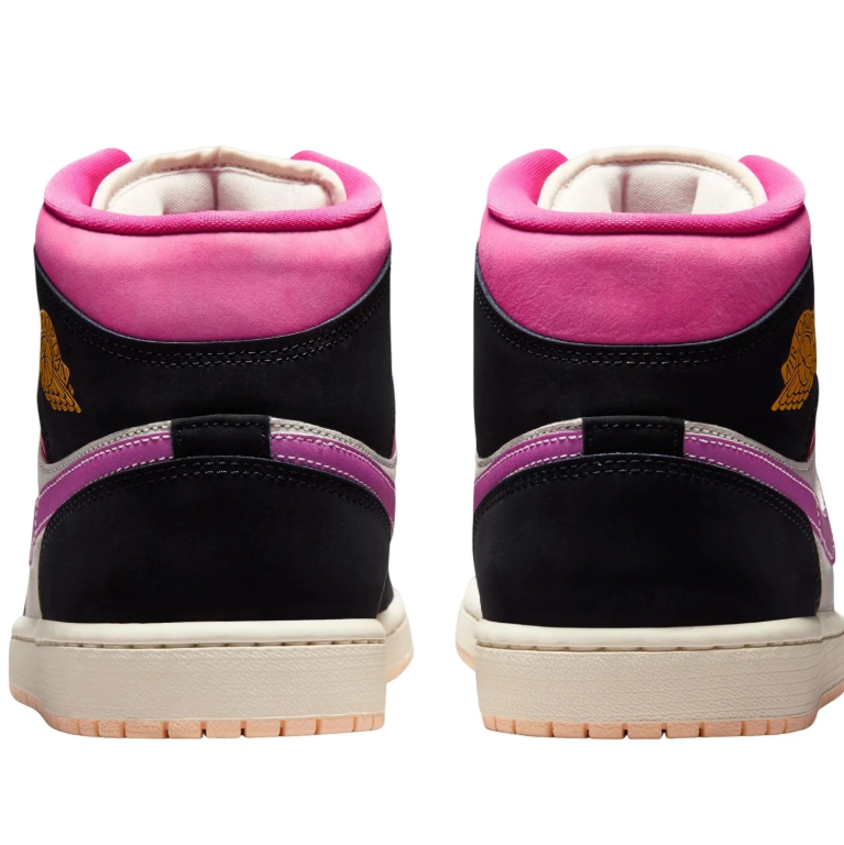 Air Jordan 1 Mid Black Fuchsia Purple Gum